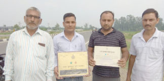 एग्रीकल्चर मिनिस्टर ने रादौर की 5 पंचायतों को अंबाला में किया पुरस्कृत